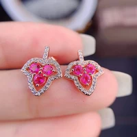 925 sterling silver pink topaz stone earrings simple refreshing leaf style rose gold wedding engagement gift for ladies