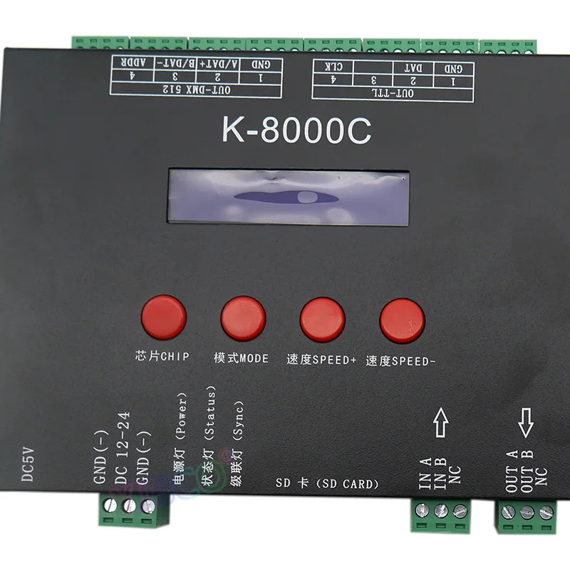 K-8000C программируемый DMX/SPI sd-карта светодиодный контроллер пикселей off-lineDC5-24V для
