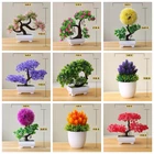 Искусственные растения, 39 стилей, зеленые, розовые, оранжевые, фиолетовые, бонсай, Рождество, Хэллоуин, свадьба, день рождения, домашний декор