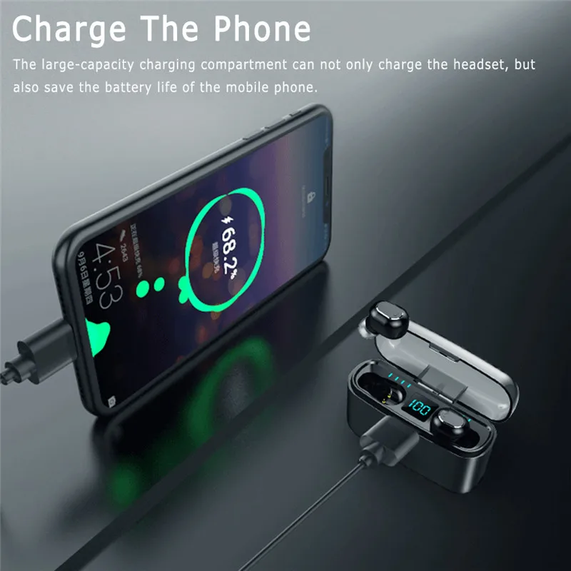 M8W светодиодный цифровой Дисплей наушники вкладыши TWS с Беспроводной сенсорный