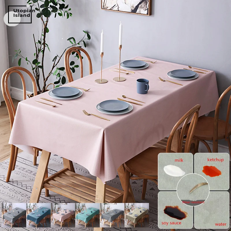 Однотонная скатерть серая для стола из ПВХ водонепроницаемая | Дом и сад