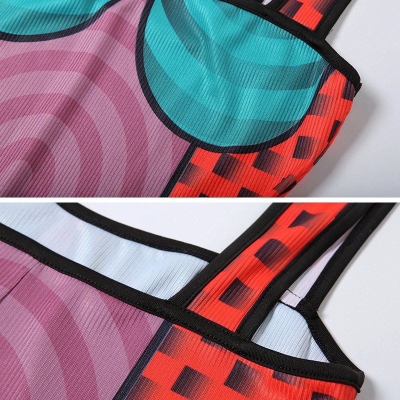 

Geometric Color Block Bodycon Jumpsuit and Romper Fashion Sexy Club Wear One Piece Outfit Womens Clothes