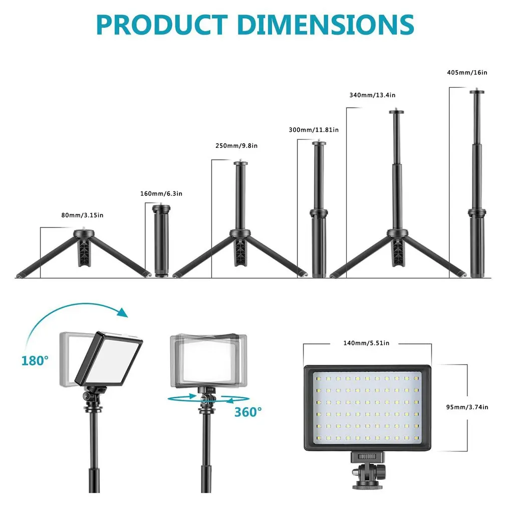 

2 Sets Dimmable 5600K USB LED Video Light With Adjustable Tripod Stand And Color Filters For Tabletop Low-Angle Shooting