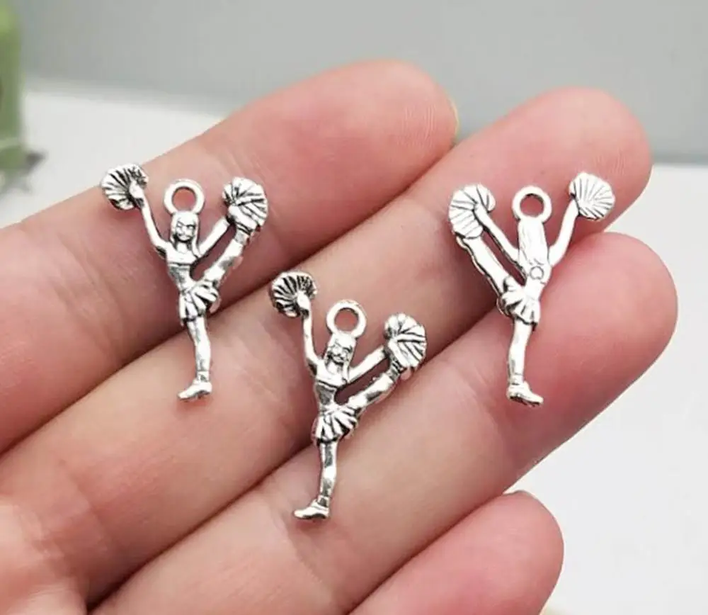 40pcs/lot--26x17mm, Cheerleaders chams,Antique silver plated Dancing Cheerleaders charms,DIY supplies,Jewelry accessories