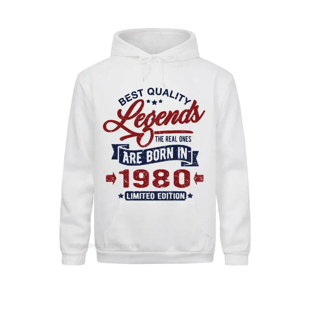 Leisure Legends Are Born In 1980 Hoodie Men Round Collar Pure Cotton Hoodies 40 Years Old 40th Birthday Gift Tees