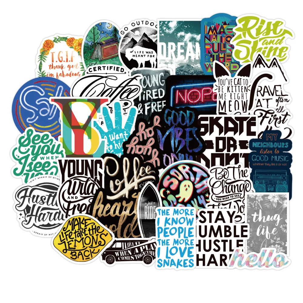 

100 шт. спасательные цитаты, типографические наклейки с шрифтами для самостоятельного изготовления чехлов для путешествий, ноутбука, скейтб...