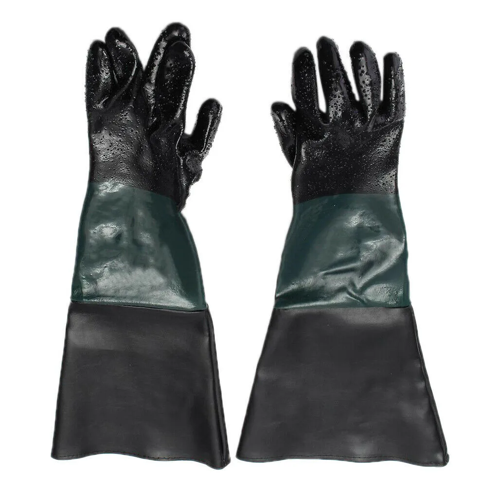 

2pcs Sandblasting Gloves 60*30cm Green Stitching Black Sandblasting Gloves Rubber Sandblaster Sand Blast Sandblasting Gloves