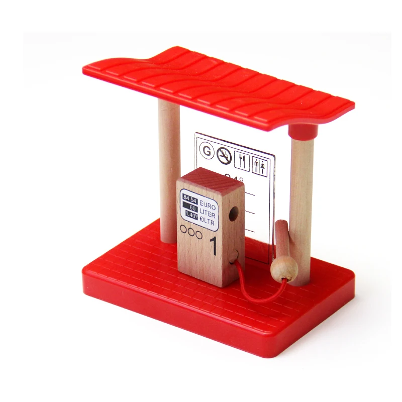 Деревянные автомобильные аксессуары для поездов красная автозаправочная