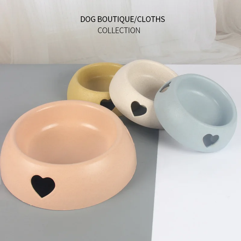 

Pet Supplies Dog Bowl Rice Bowl Plastic Round Mouth Love Single Bowl Pure Color Cute Pet Bowl Cat Food Bowl Feeding Supplies