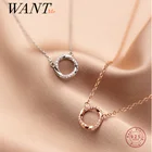 WANTME 925 стерлингового серебра, блестящее циркониевое геометрически твист кулон ключица цепочка ожерелье для женщин открытые вечерние ювелирные изделия