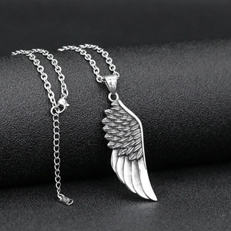 Tide Male Rock Fashion Angel Wing Pendant Necklace Men's Titanium Steel Wing Necklace Party Accessories