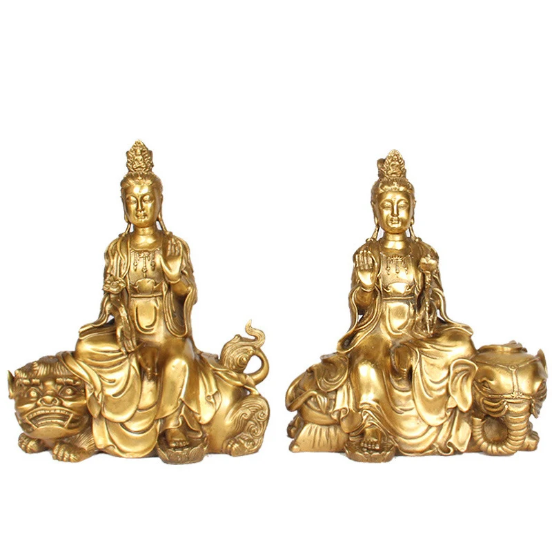 

Набор из двух бронзовых орнаментов LAOJUNLU из чистой меди Wenshu и Puxian Manjusri Samantabhadra Bodhisattva