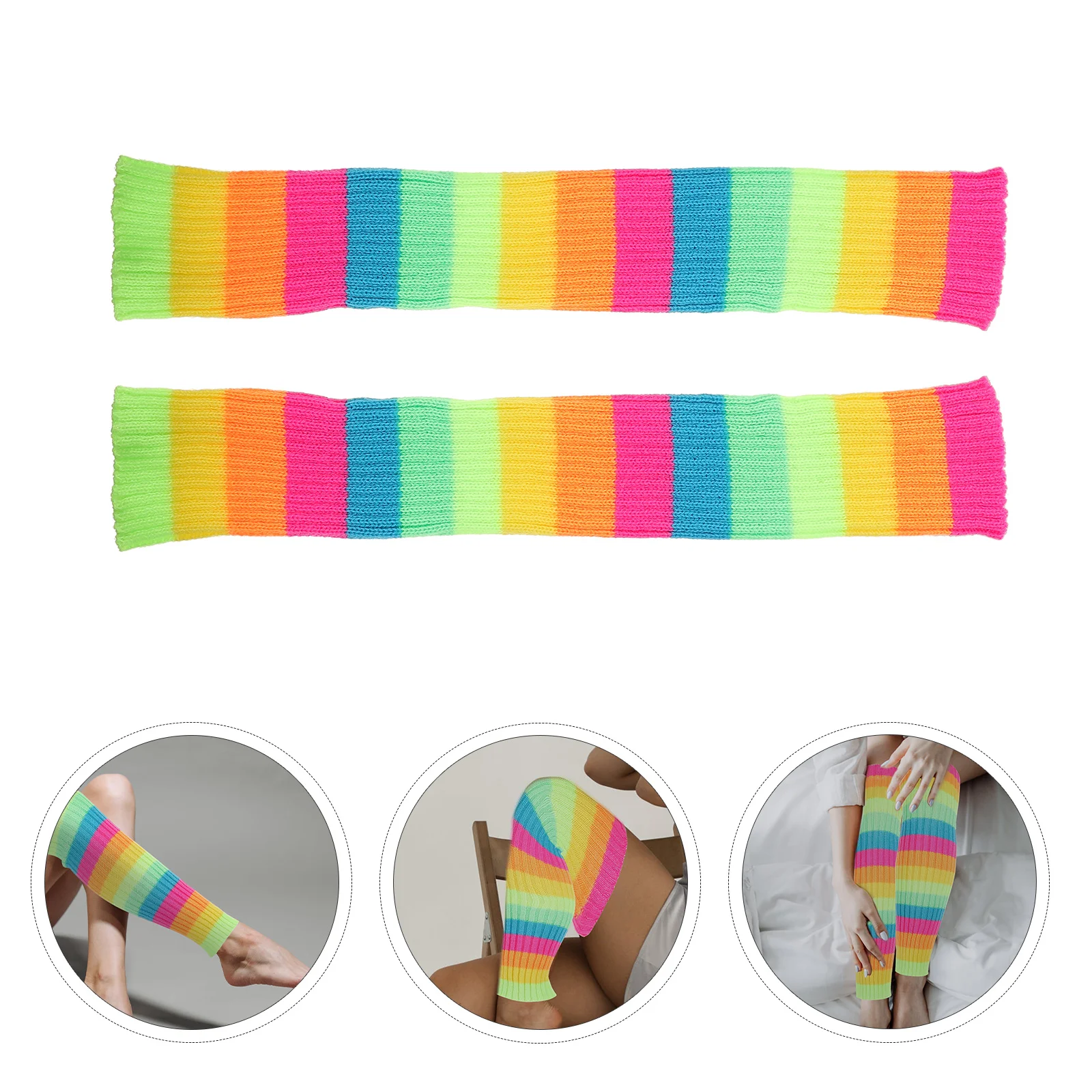 

1 Pair of Knit Leg Warmers Knitted Long Socks Medium Tube Socks Dance Leg Sleeve