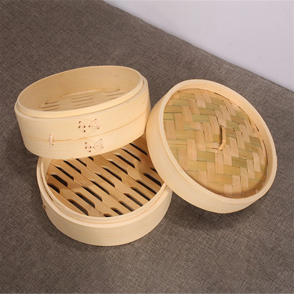 

Bamboo Steamer With Cover Fish Rice Vegetable Snack Steaming Basket Kitchen Ooking Steamer Heating Cookware approving