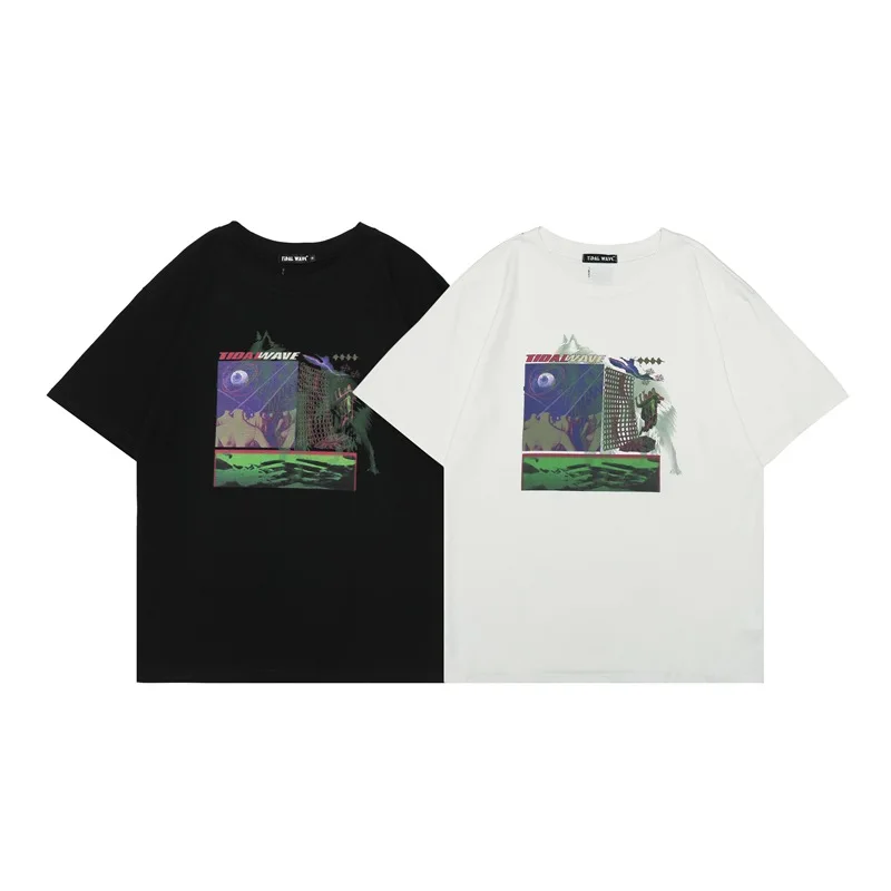 

Eye Back Creative Printing Double Yarn Pure Cotton Fabric Men's and Women's Same Style Short Sleeve Graphic T Shirts