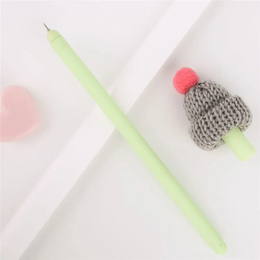 2 шт милые канцелярские гелевые ручки 0,38 мм кавайная шапка форма гелевые студенческие ручки письма черные ручки школьные офисные принадлежности Рождественская ручка