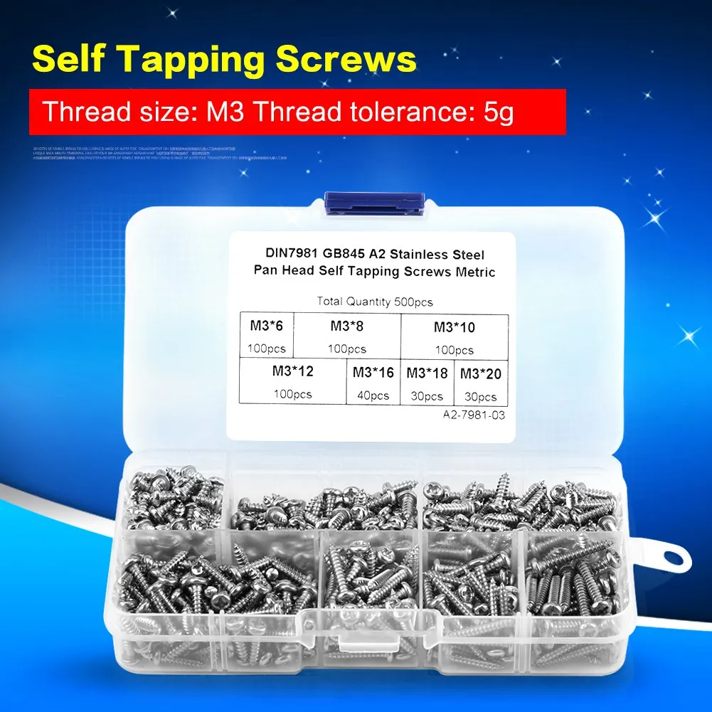 500 шт./компл. M3 перекрестный привод с полукруглой головкой самонарезающие винты