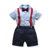 summer baby boy formal clothes shirt shorts belt children outfit elegant gentleman kids clothing set short sleeve toddler outfit
