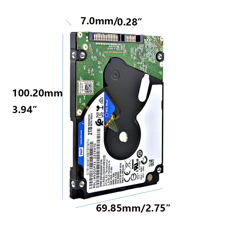 WD Blue жесткий диск 2 5 &quotSATA III внутренний 2000 Гб HDD HD 6 8 128 м 7 мм 5400 об/мин для ноутбуков