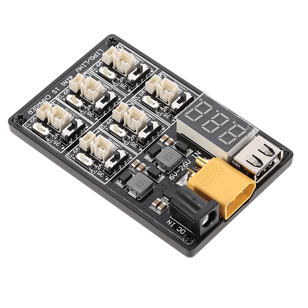 Параллельная зарядная плата LiHV XT60 6 в 1 с вход для Blade индуктивность E010 беспилотник