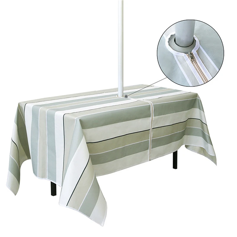 Outdoor Round Table Cloth with Umbrella Hole Zipper Water Repellent Striped Terrace Garden Decor Storage Bag | Дом и сад