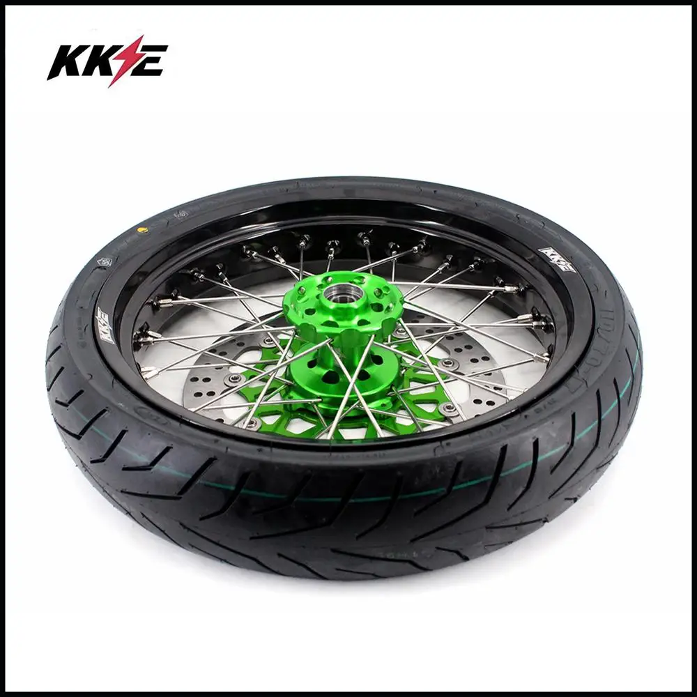 KKE 3,5/5,0 SUPERMOTO набор колес для KAWASAKI KX250F KX450F 06-18 Зеленый 320 мм диск CST шины
