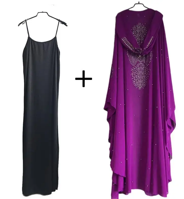 Новое поступление элегантное модное Стильное Африканское женское платье размера плюс с длинной шалью - Цвет: purple with inner