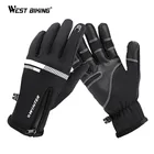 WEST BIKING зимние велосипедные перчатки, мужские и женские термальные перчатки для катания на лыжах, пеших прогулок, рыбалки, мотоцикла