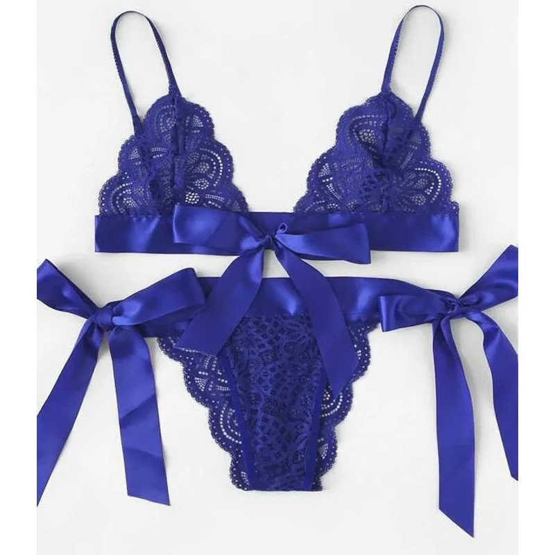 Модное сексуальное женское нижнее белье с тремя точками и большим бантом