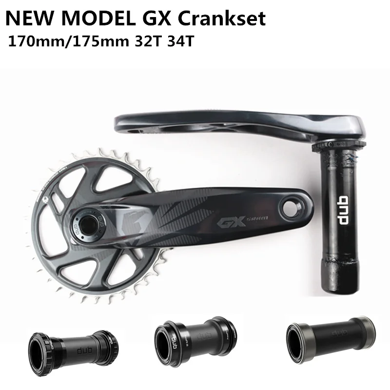 New Model SRAM GX EAGLE DUB Crankset 170mm 175mm 34T 32T MTB Double Side Bicycle Crank DUB BSA BB92 PF30 BB 3mm Offset Crankset