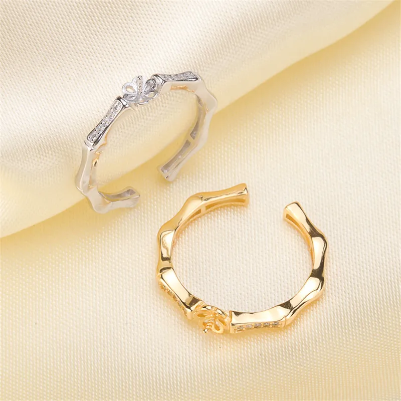 

Classic Rings Mounting Beads Resizable Design Rings Base 925 Silver Pearl Rings Settings Women DIY Pearl Ring Accessory No Pearl