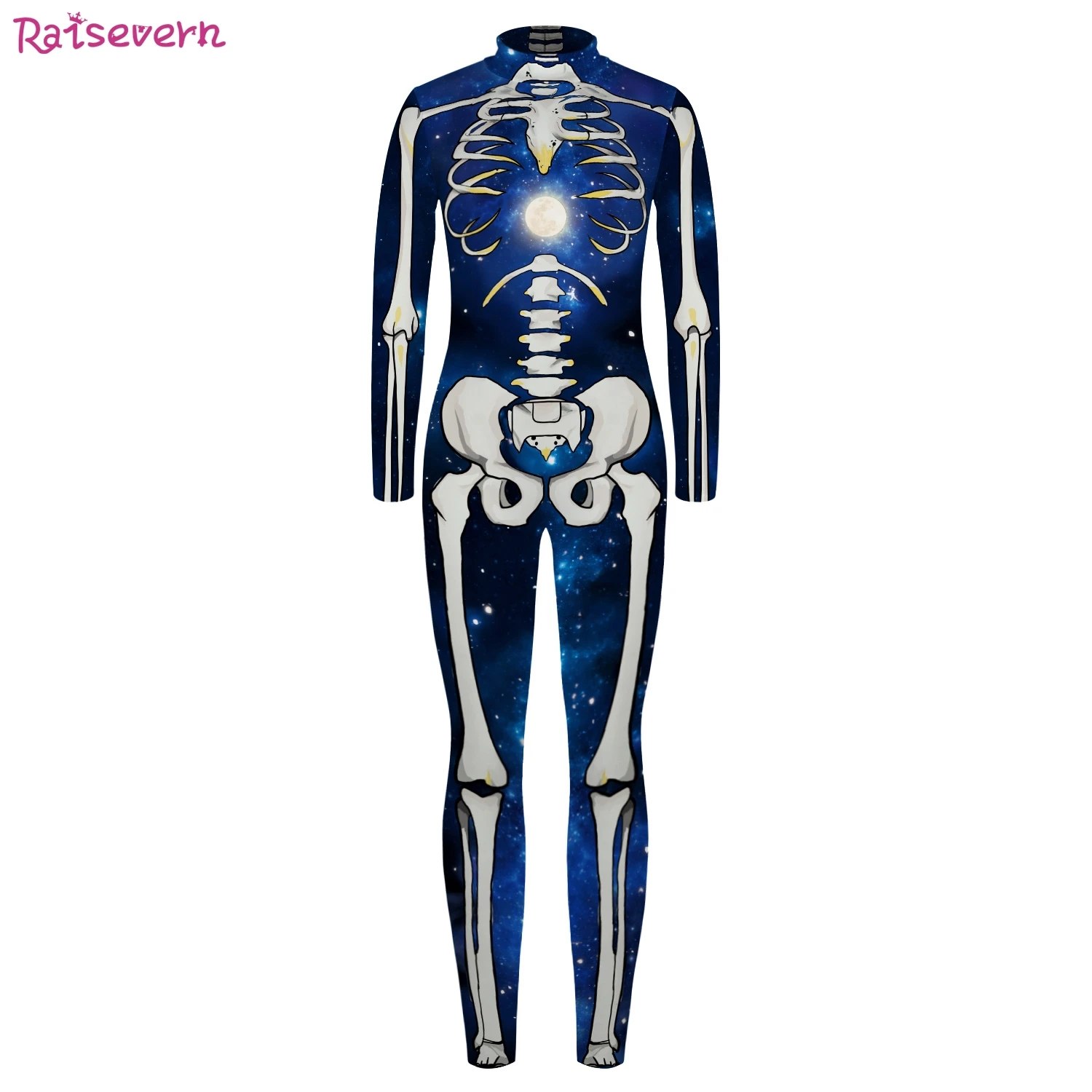 Raisvern/Детские комбинезоны на Хэллоуин с объемным принтом скелета и высоким
