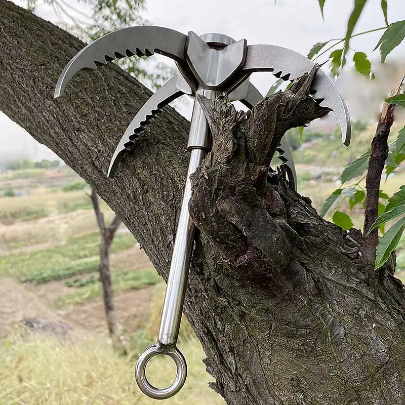 

Outdoor Climbing Claw Hook Stainless Steel Survival Folding Grappling Hook Carabiner Tool Military Climbing Camping Fishing Tool