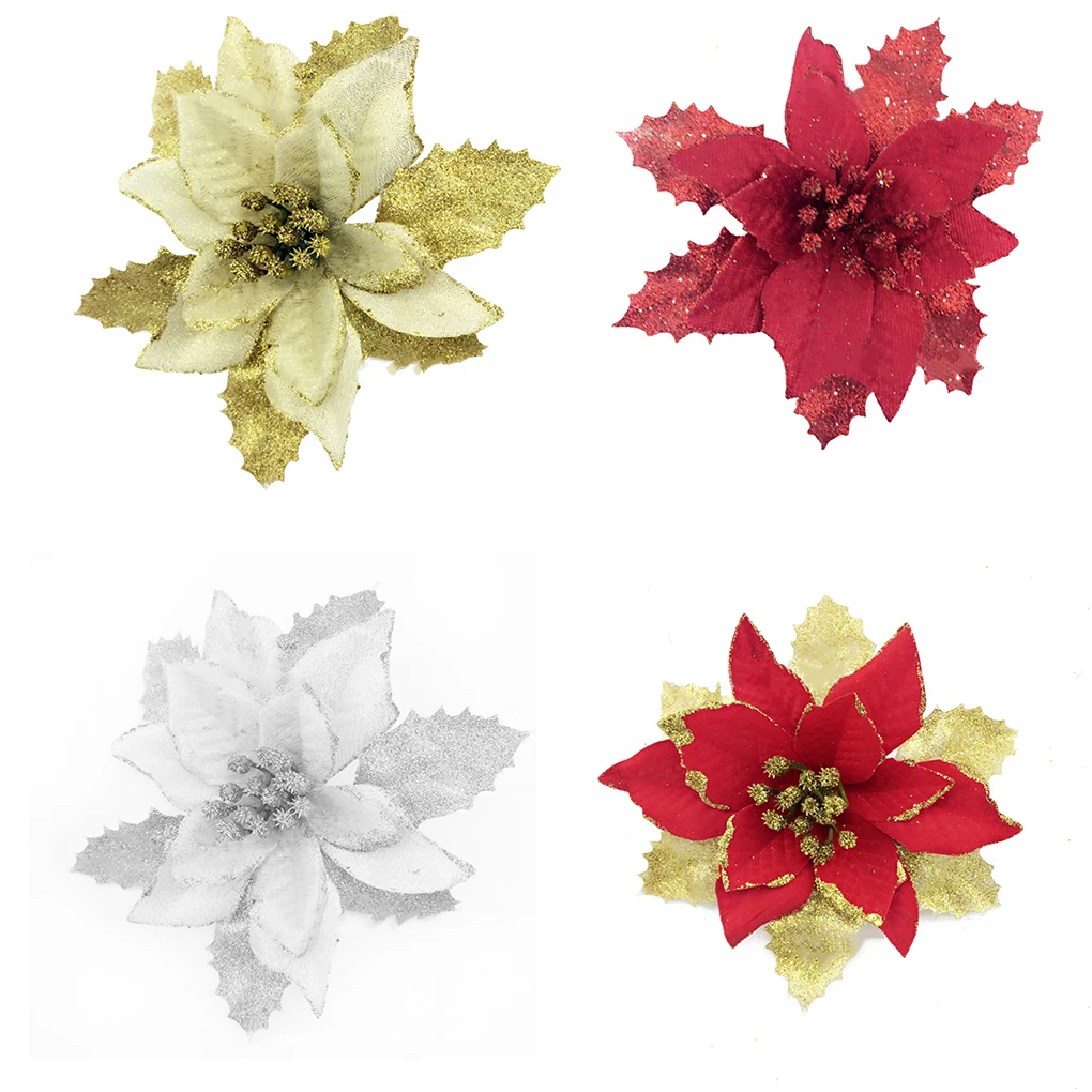 2020 Рождественская елка декорации Искусственные цветы Рождество 15 см Poinsettia