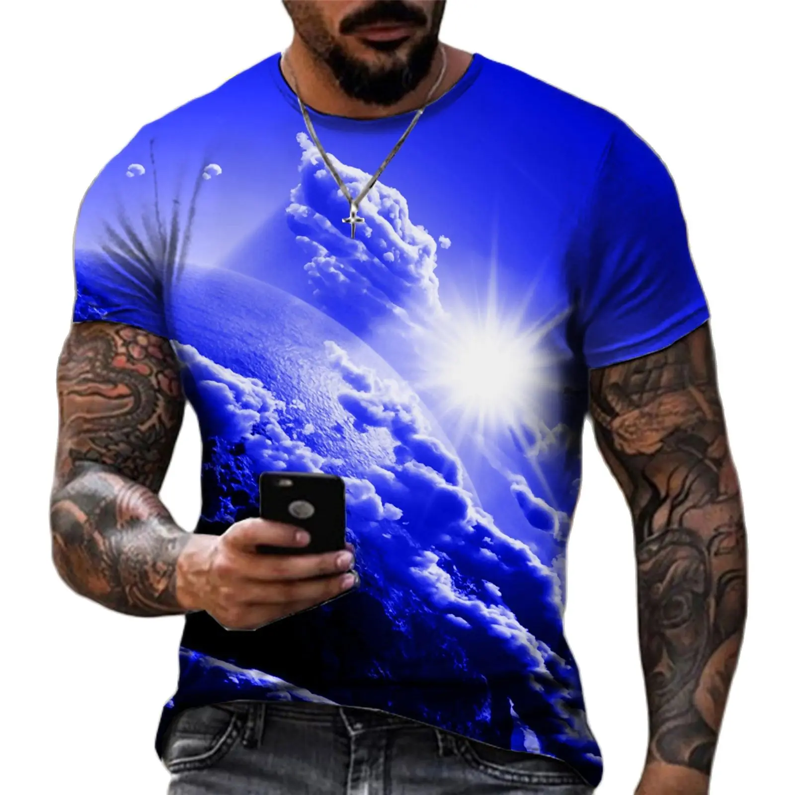 

Colorful Cloud 3d Pritned Short Sleeve Cool T-shirt Men's Clothing Funny Tee Shirt