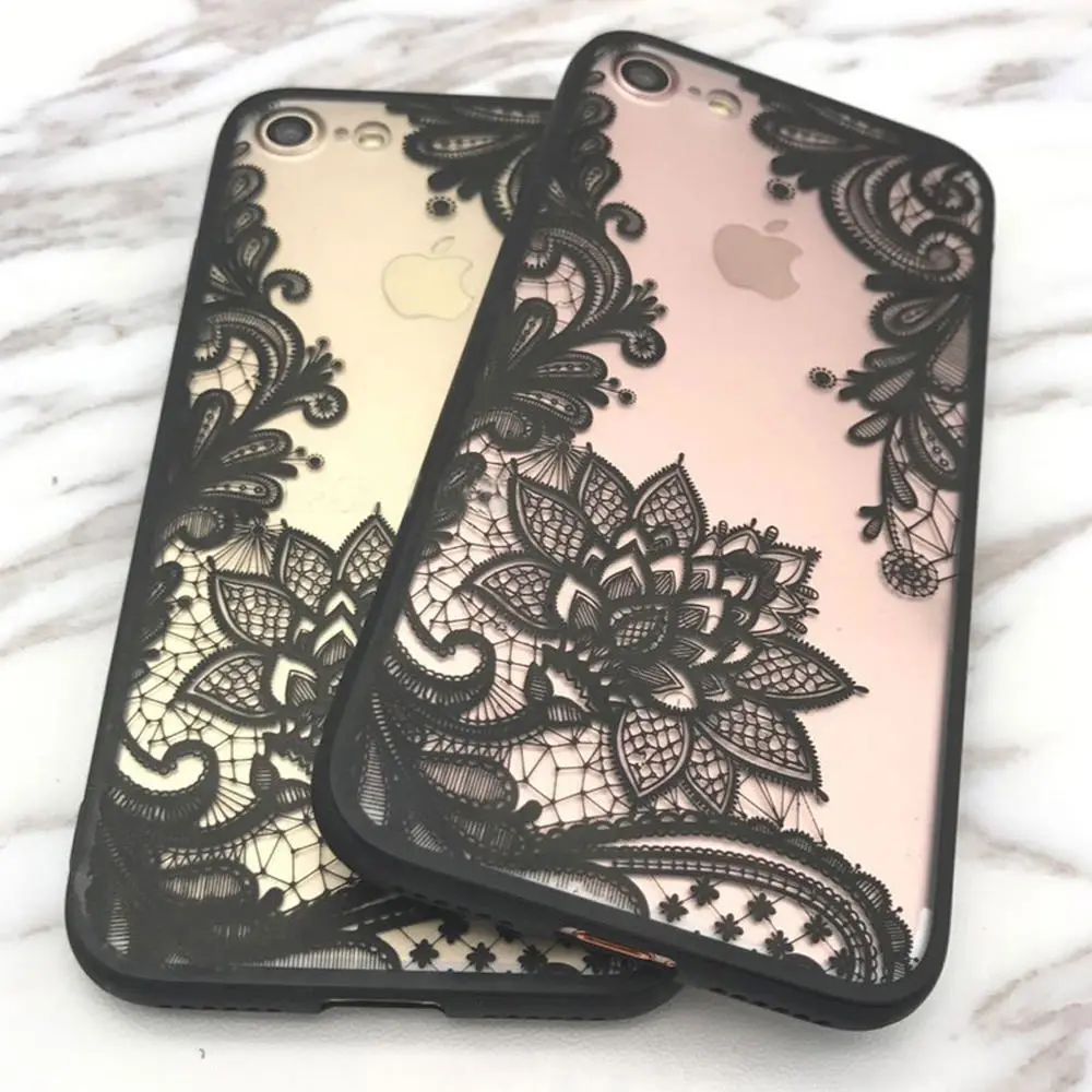 L-FADNUT Transparent Flower Hollow Lace Case For HUAWEI Mate 20 Lite Nova 4e Clear Back Shell P20 Pro P30 Girls Cover |
