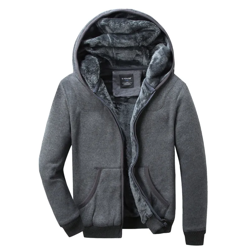 Большой размер Зимняя мужская толстовка с капюшоном пальто и куртки теплые