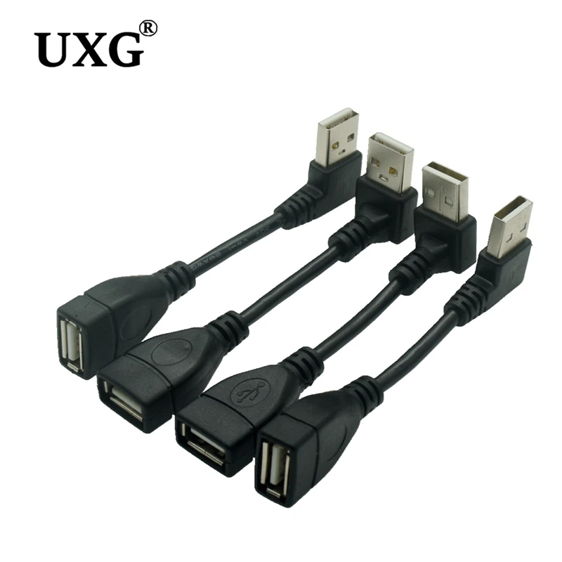 

10cm 20cm USB 2.0 A Male to Female 90 Angled Extension Adaptor Short cable USB2.0 M/F right/left/down/up Black cable cord