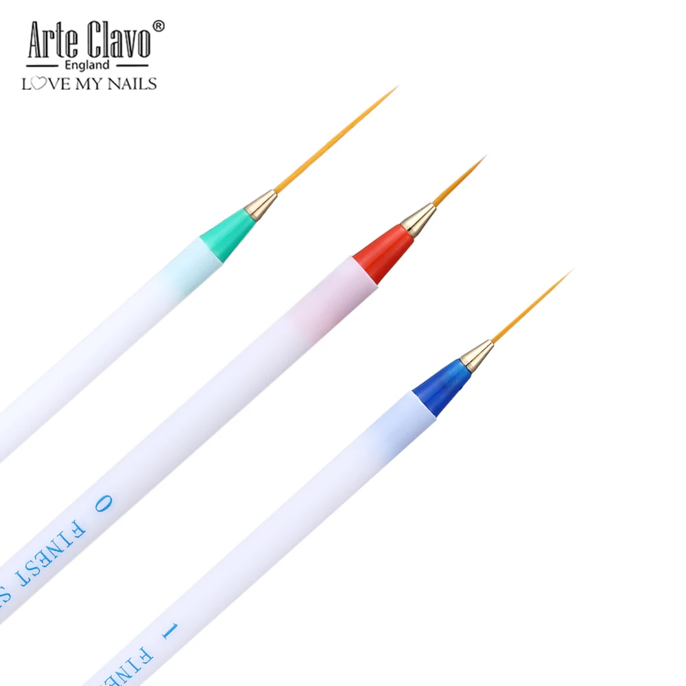 

Arte Clavo Nail Art Liner Painting Brush 3pcs DIY UV Gel Acrylic Tips Grid Stripes Drawing Pen Manicure Tools Gel Nail Polish