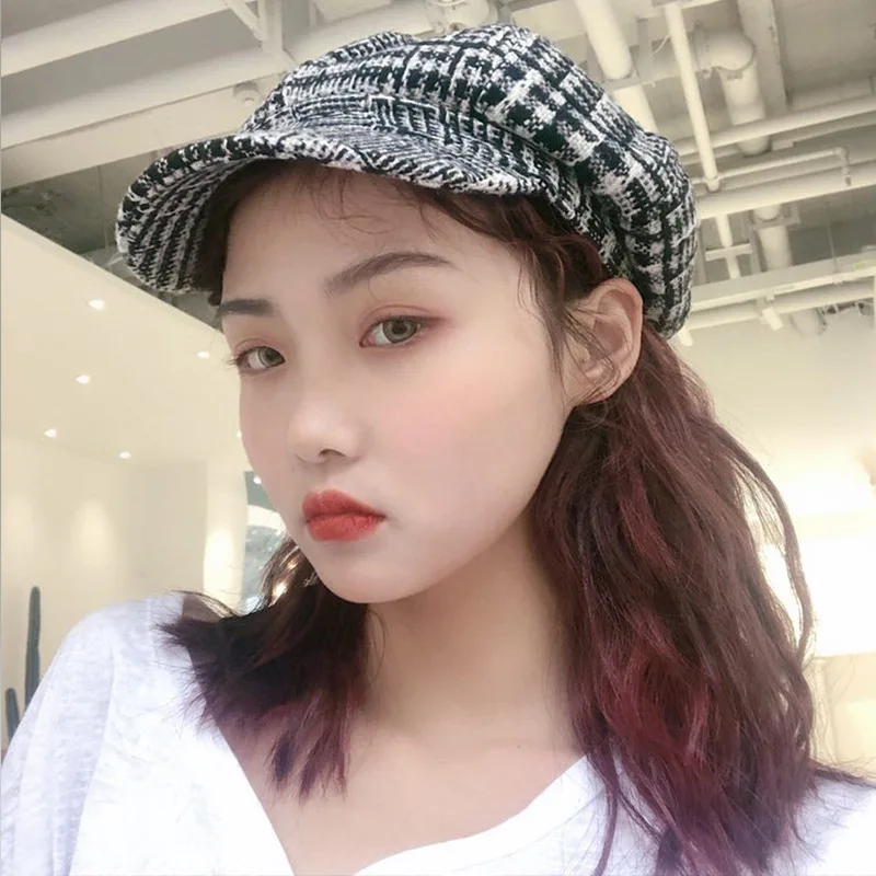 Шерстяной женский берет осенне зимняя восьмиугольная шапка стильная шляпка