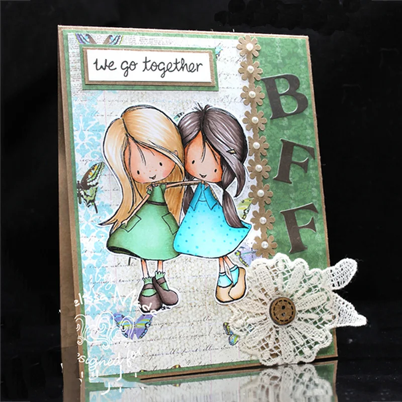 

Sisters Girl Clear Stamps Seals for DIY Scrapbooking Card Making Photo Album Crafts Decorative Silicone Transparent Stamp