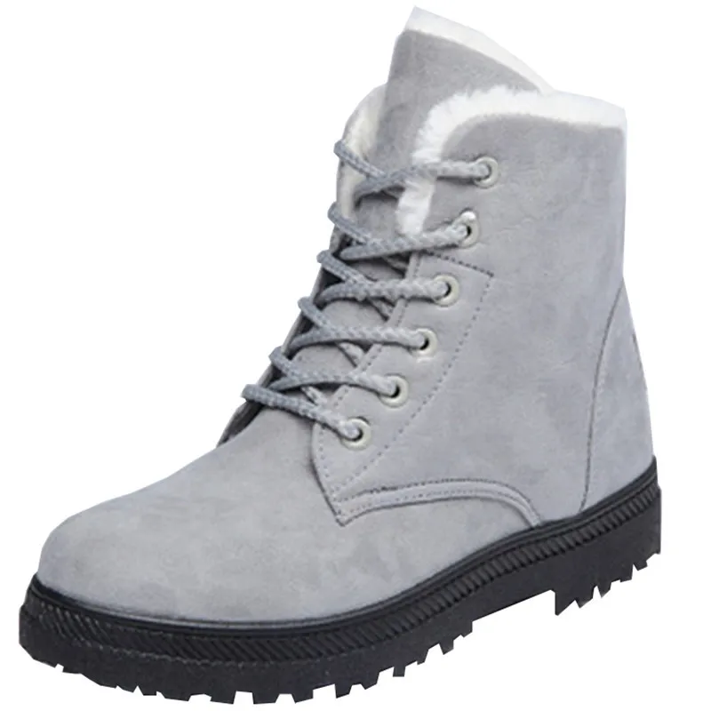 Christmas Winter Boots Women Warm Plush Ankle Lace Up Casual Shoes Woman Botas Snow Flat Feminino Mujer Botte Femme | Обувь