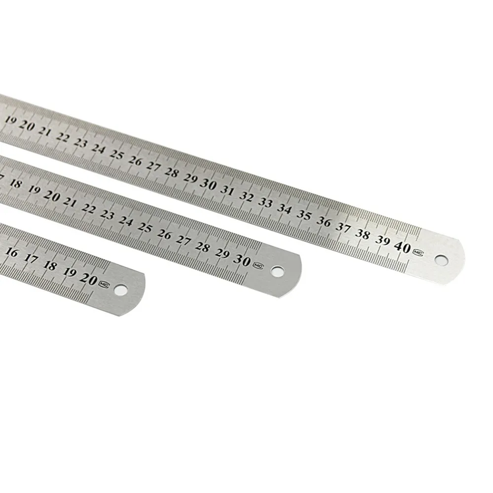

3pcs Stainless Steel Rulers Marking Double-side Scale Imperial Metric 20/30/40cm Ruler For Students, Teachers, Craftsmen Tool