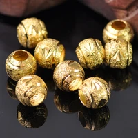 30pcs plated gold color silver color round 8mm hollow matte claw carved metal brass loose spacer beads for jewelry making diy