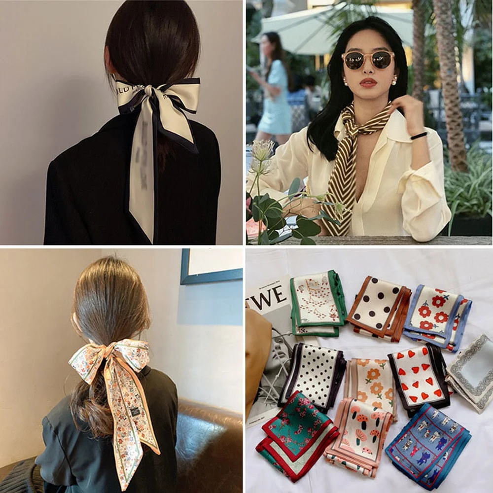 

silk scarf headbands Hair clip for Women Cotton tied bag ribbon narrow children hair jewelry Hairband girls hair Accessories