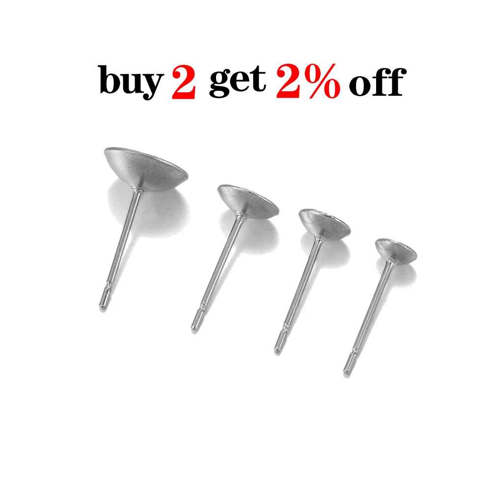 100 шт. серьги в форме чашки из нержавеющей стали фурнитура для ушей DIY