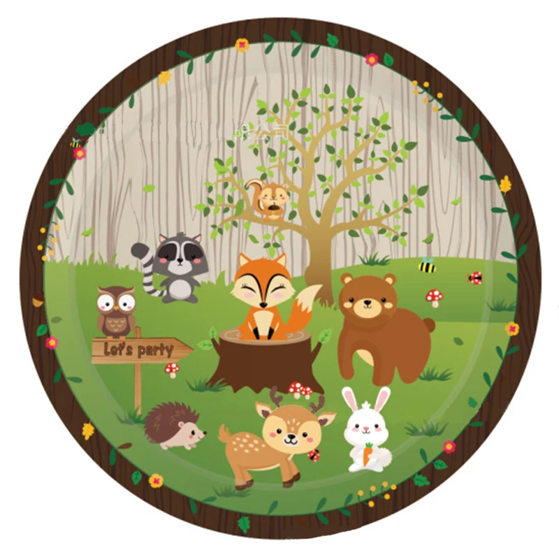 Набор одноразовой посуды в виде животных джунглей сафари для детского дня