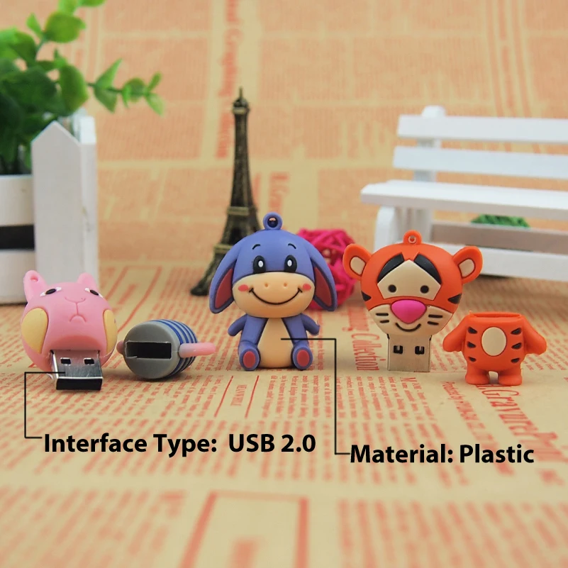 Горячая продажа мультфильм милый тиггер ослик и пчела серии USB флешка 128 МБ 32 Гб 64