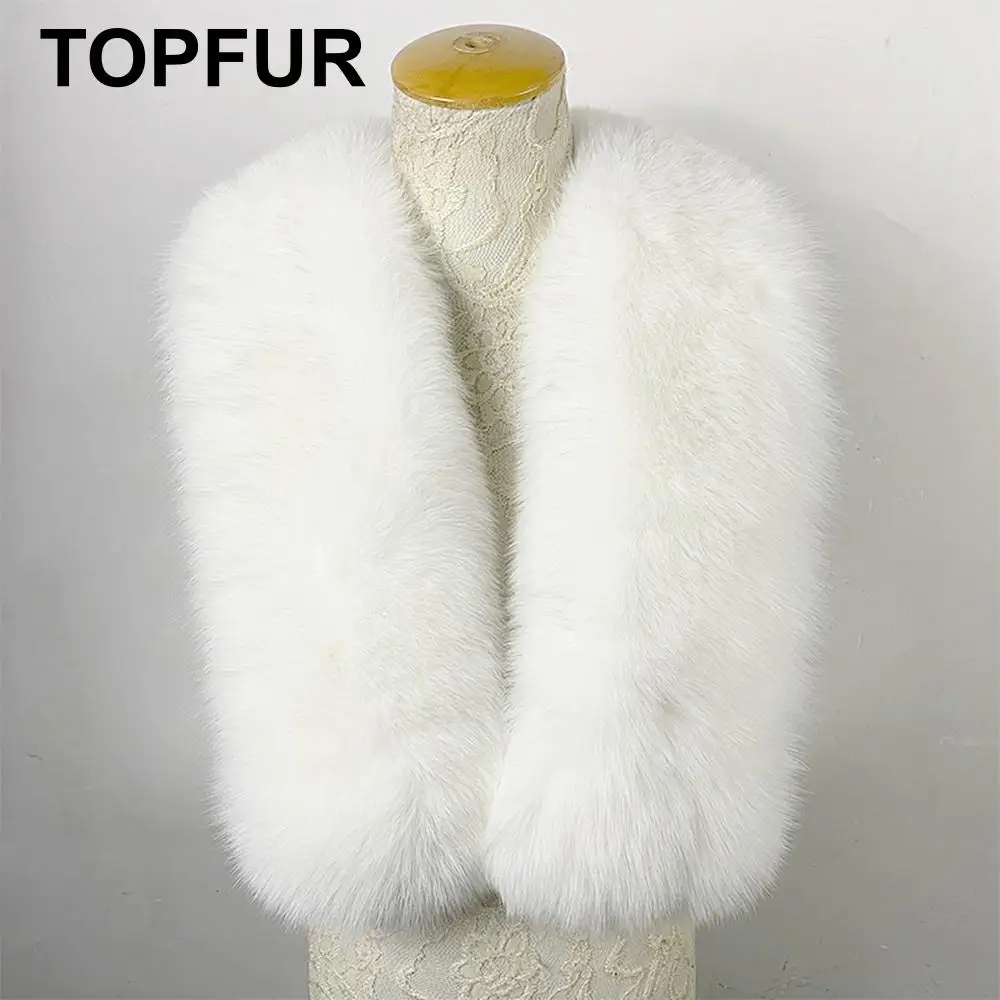 Женский зимний меховой шарф TOPFUR однотонный длинный пушистый из натурального