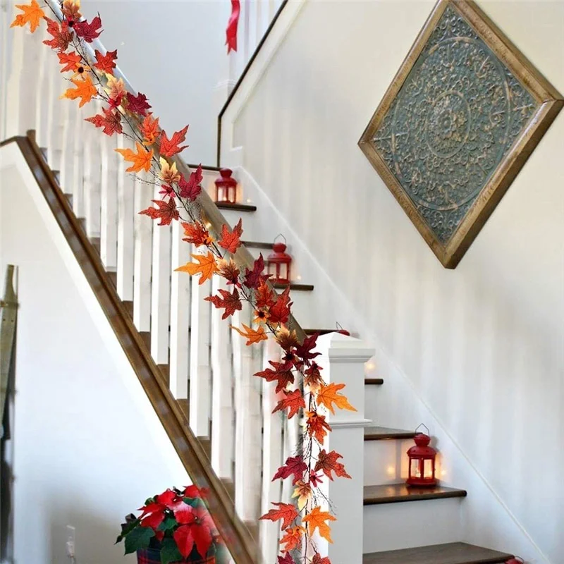 Искусственная лоза 240 см Осенний красный кленовый лист искусственная гирлянда